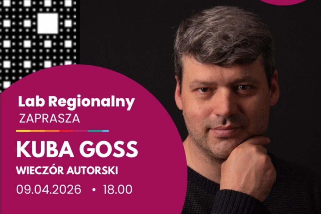 Plakat informujący o spotkaniu autorski Kuby Gossa